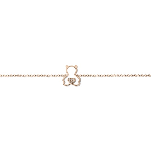 Babies bracelet K14 pink gold with bear and diamonds 0.02ct, VS2, H pb0238 BRACELETS Κοσμηματα - chrilia.gr