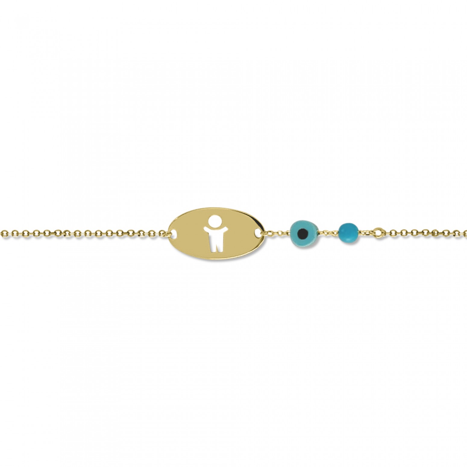 Babies bracelet K14 gold with boy, eye and turquoise pb0242 BRACELETS Κοσμηματα - chrilia.gr