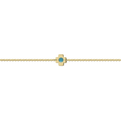 Babies bracelet K14 gold with cross and turquoise pb0243 BRACELETS Κοσμηματα - chrilia.gr