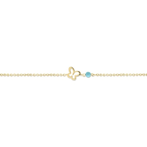 Babies bracelet K14 gold with butterfly and turquoise pb0246 BRACELETS Κοσμηματα - chrilia.gr