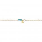 Babies bracelet K14 gold with heart, white pearl and turquoise pb0247 BRACELETS Κοσμηματα - chrilia.gr