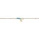 Babies bracelet K14 gold with heart, white pearl and turquoise pb0247