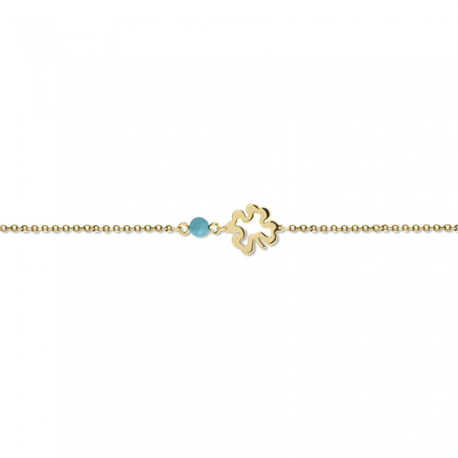 Babies bracelet K14 pink gold with four-leaf clover and turquoise pb0249 BRACELETS Κοσμηματα - chrilia.gr