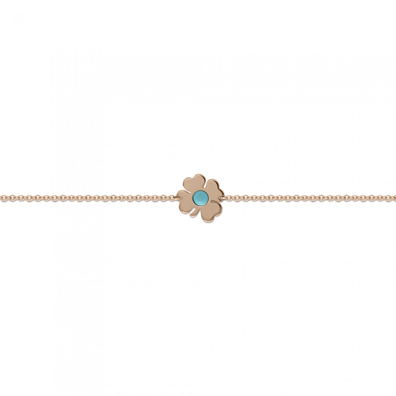 Babies bracelet K14 pink gold with four-leaf clover and turquoise pb0250 BRACELETS Κοσμηματα - chrilia.gr