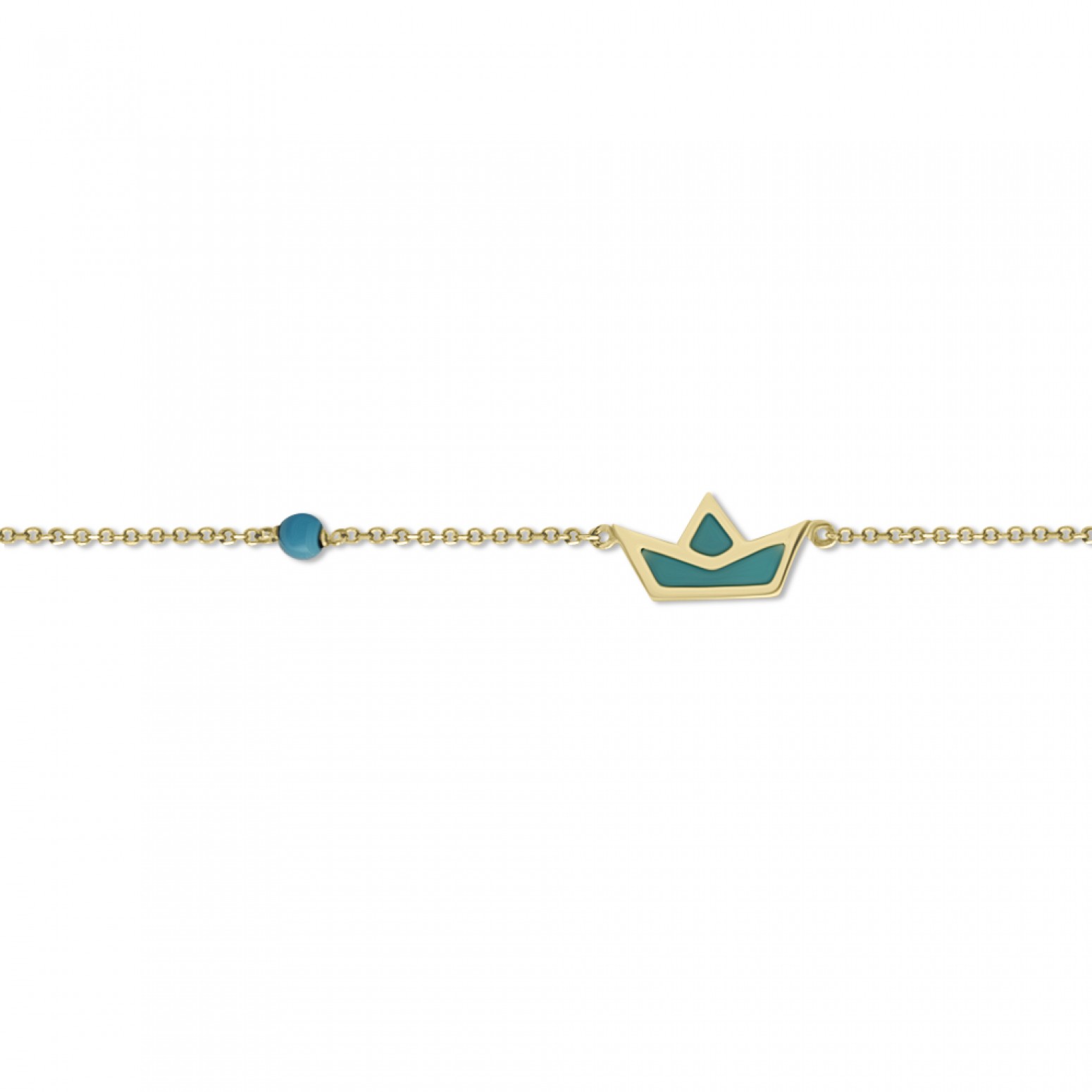 Babies bracelet K9 gold with ship and turquoise pb0293 BRACELETS Κοσμηματα - chrilia.gr