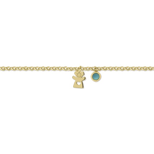 Babies bracelet K14 gold with girl and turquoise pb0344 BRACELETS Κοσμηματα - chrilia.gr