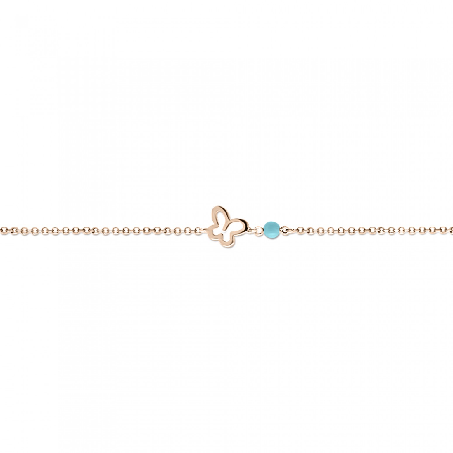 Babies bracelet K14 pink gold with butterfly and turquoise pb0352 BRACELETS Κοσμηματα - chrilia.gr