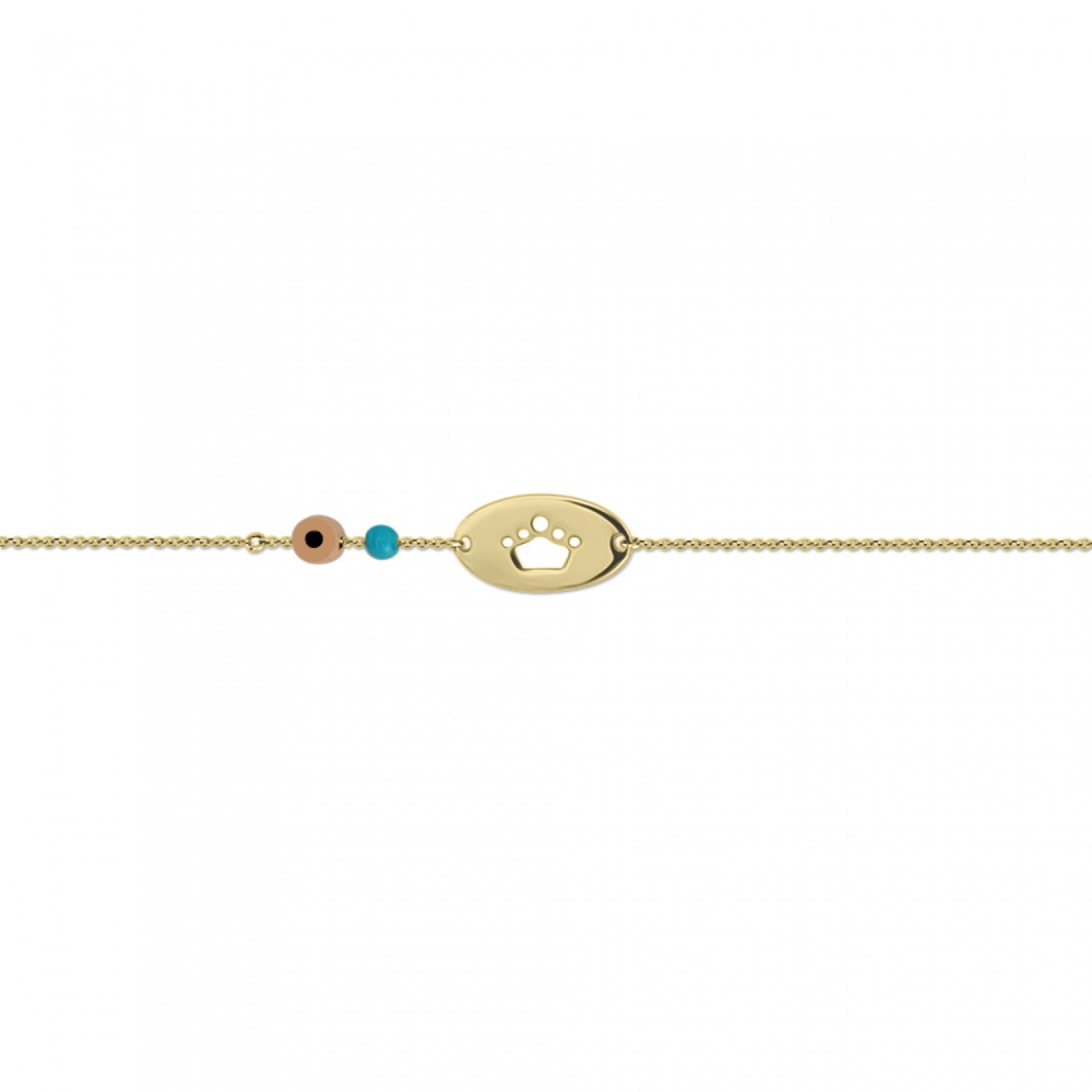 Babies bracelet K14 gold with crown, eye and turquoise pb0379 BRACELETS Κοσμηματα - chrilia.gr
