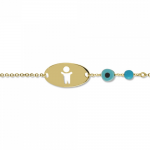 Babies bracelet K14 gold with boy, eye and turquoise pb0242 BRACELETS Κοσμηματα - chrilia.gr
