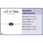 Eye bracelet, Κ18 pink gold with diamonds 0.07ct, VS1, G and enamel, br2616 BRACELETS Κοσμηματα - chrilia.gr