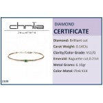 Bracelet handcuffs, Κ18 pink gold with emerald 0.21ct and diamonds br2399 BRACELETS Κοσμηματα - chrilia.gr