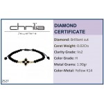 Ceramic women bracelet with star, 14K gold with black onyx and diamond 0.02ct, VS2, H, br2527 BRACELETS Κοσμηματα - chrilia.gr