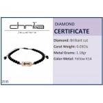 Women bracelet with cross, 14K pink gold with black onyx and black diamonds 0.03ct, br2535 BRACELETS Κοσμηματα - chrilia.gr