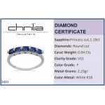 Half stone ring 18K white gold with sapphires 1.19ct and diamonds, VS1, F, da3433 ENGAGEMENT RINGS Κοσμηματα - chrilia.gr