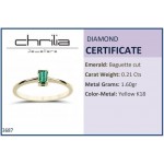 Solitaire ring 18K gold with emerald 0.21ct, da3687 ENGAGEMENT RINGS Κοσμηματα - chrilia.gr