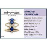 Multistone ring 18K gold with sapphires 1.22ct and diamonds, VS1, H, da4117 RINGS Κοσμηματα - chrilia.gr