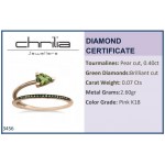 Multistone ring 18K pink gold with green tourmaline 0.40ct and green diamonds da3456 RINGS Κοσμηματα - chrilia.gr