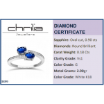Multistone ring 18K white gold with sapphires 0.90ct and diamonds 0.18ct, VS1, G, da3899 ENGAGEMENT RINGS Κοσμηματα - chrilia.gr