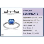 Solitaire ring 18K white gold with sapphire 1.12ct and diamonds , VS1, G da3532 ENGAGEMENT RINGS Κοσμηματα - chrilia.gr