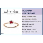 Μονόπετρο δαχτυλίδι Κ18 ροζ χρυσό με ρουμπίνι 0.15ct και διαμάντια SI1, H, da4093 ΔΑΧΤΥΛΙΔΙΑ ΑΡΡΑΒΩΝΑ Κοσμηματα - chrilia.gr