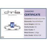 Solitaire ring 18K white gold with tanzanite 0.70ct and diamonds, SI1, H da4096 ENGAGEMENT RINGS Κοσμηματα - chrilia.gr