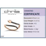 Snake ring 18K pink gold with brown and blue diamonds 0.10ct, VS1, H, da4109 RINGS Κοσμηματα - chrilia.gr