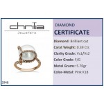 Multistone ring 18K pink gold with pearl and diamonds 0.39ct, VS1, F da2948 ENGAGEMENT RINGS Κοσμηματα - chrilia.gr