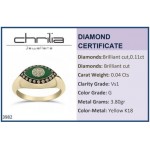 Δαχτυλίδι μάτι, Κ18 χρυσό με καφέ, λευκά διαμάντια 0.15ct, VS1, G και σμάλτο, da3982 ΔΑΧΤΥΛΙΔΙΑ Κοσμηματα - chrilia.gr