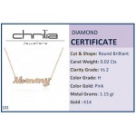 Necklace for mum, K14 pink gold with diamond 0.02ct, VS2, H, pk0101 NECKLACES Κοσμηματα - chrilia.gr