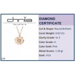 Κολιέ τριφύλλι, Κ14 ροζ χρυσό με διαμάντια 0.02ct, VS2 , H pk0134 ΚΟΛΙΕ Κοσμηματα - chrilia.gr