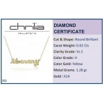 Necklace for mum, K14 gold with diamond 0.02ct, VS2, H pk0181 NECKLACES Κοσμηματα - chrilia.gr
