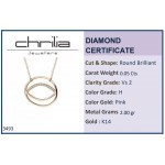 Eye necklace, Κ14 pink gold with diamonds 0.05ct, VS2, H ko3493 NECKLACES Κοσμηματα - chrilia.gr