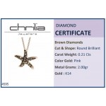 Starfish necklace, Κ18 pink gold with brown diamonds 0.21ct, ko4595 NECKLACES Κοσμηματα - chrilia.gr