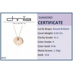 Monogram necklace M in round disk , Κ14 pink gold with diamond 0.02ct, VS2, H ko4643 NECKLACES Κοσμηματα - chrilia.gr