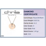 Monogram necklace Ρ in round disk , Κ14 pink gold with diamond 0.02ct, VS2, H ko5086 NECKLACES Κοσμηματα - chrilia.gr