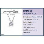 Μονόπετρο κολιέ Κ18 λευκόχρυσο με διαμάντι 0.10ct , VS1, H ko5079 ΚΟΛΙΕ Κοσμηματα - chrilia.gr