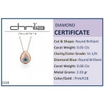 Eye necklace, Κ18 pink gold with black, blue and white diamonds 0.11ct, VS1, H ko5158 NECKLACES Κοσμηματα - chrilia.gr