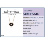 Eye necklace, Κ18 pink gold with black diamonds 0.16ct and white diamond 0.02ct, VS1, H ko3418 NECKLACES Κοσμηματα - chrilia.gr