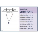 Drop necklace, Κ18 white gold with sapphire and pink, blue sapphires and tsavorites on the chain, 0.51ct, ko4794 NECKLACES Κοσμηματα - chrilia.gr
