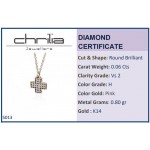 Cross neclace, Κ14 pink gold with diamonds 0.06ct, VS2, H ko5013 NECKLACES Κοσμηματα - chrilia.gr
