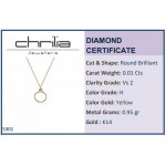 Round necklace, Κ14 gold with diamond 0.01ct, VS2, H ko5301 NECKLACES Κοσμηματα - chrilia.gr