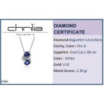 Necklace, Κ18 white gold with sapphires 1.00ct and diamonds, VS1, G, me2066 NECKLACES Κοσμηματα - chrilia.gr