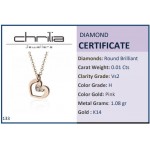 Heart necklace, Κ14 pink gold with diamond 0.01ct, VS2, H pk0133 NECKLACES Κοσμηματα - chrilia.gr