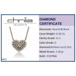 Heart necklace, Κ18 pink gold with diamonds 0.18ct, VS1, G ko4652 NECKLACES Κοσμηματα - chrilia.gr