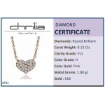 Heart necklace, Κ18 pink gold with diamonds 0.12ct, VS1, H ko4791 NECKLACES Κοσμηματα - chrilia.gr