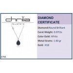 Drop necklace, Κ18 white gold with blue diamonds 0.07ct, ko4796 NECKLACES Κοσμηματα - chrilia.gr