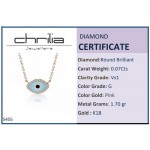 Eye necklace, Κ18 pink gold with diamonds  0.07cts, VS1, G and enamel, ko5455 NECKLACES Κοσμηματα - chrilia.gr