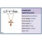 Cross neclace, Κ18 pink gold with diamond 0.03ct, VS1, G, ko5457 NECKLACES Κοσμηματα - chrilia.gr