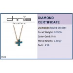 Cross necklace, Κ18 pink gold with blue diamonds 0.05ct, ko4583 NECKLACES Κοσμηματα - chrilia.gr