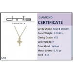 Cross neclace, Κ14 gold with diamonds 0.02ct, VS2, H ko5298 NECKLACES Κοσμηματα - chrilia.gr